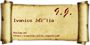 Ivanics Júlia névjegykártya